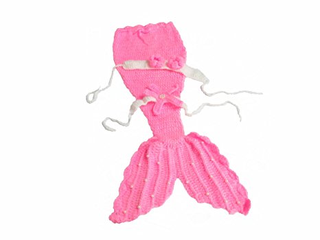 Wind of Spring Newborn Baby Crochet Knitted Photo Photography Props Pink Mermaid Tail Romper Outfit 1 Baby Bib
