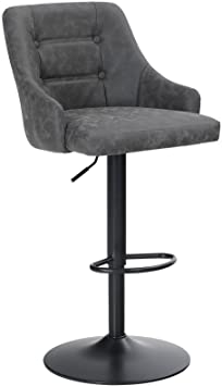 Sophia & William Bar Stools Counter Height, Adjustable Swivel Barstools with Back Bar Height, Modern PU Leather Upholstered Dining Chairs for Kitchen Pub, 300lbs, (Grey 1 pcs)