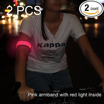 1 Pack for 2 PCS-Bseen LED armband, running armabnd, led bracelet glow in the dark--safety running gear.Use for all size.