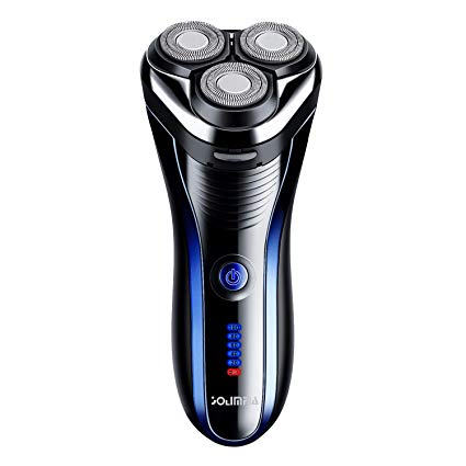 Solimpia Electric Shaver Razor For Men Rotary Shaver Wet Dry Electric Shaving Razors With Pop-up Trimmer Waterproof Cordless Rechargeable