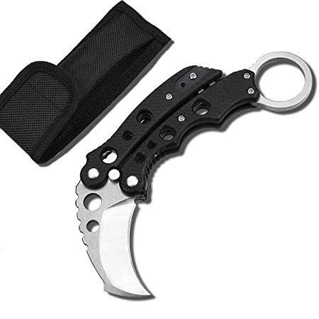 NedFoss Pocket Knife, Outdoor Folding Pocket Knife with 7Cr17Mov Steel Blade, G10 Handle with Button Lock and Pocket Clip