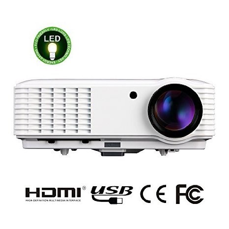 EUG 3500 Lumens Multimedia HDMI USB AV VGA LED Projection LCD Video Projector Support 1080P 3D 1280x800 Native Resolution Portable Home Movie Theatre Gaming Business Education Projectors White