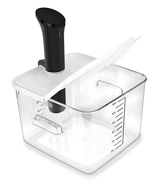 EVERIE Collapsible Hinged Lid Compatible with Anova Nano Sous Vide Cooker and Rubbermaid 12,18,22 Quart Sous Vide Container, Side Mount, Exclusively for Nano