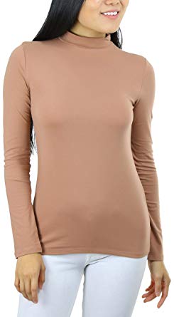 ToBeInStyle Women's Mock Neck Long Sleeve Classic Top