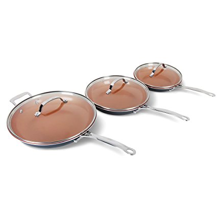 Gotham Steel 6 Piece Ultimate Fry Pan Set in 3 Sizes with Lids - As Seen on TV