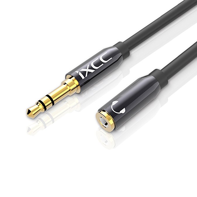 [New] 3.5mm Extension Cable, iXCC 3ft 3.5mm Male to Female Gold-Plated Corrosion-Resistant Universal Audio Stereo Extension Cable for Smartphone/Tablet/Speaker and More