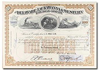 Delaware, Lackawanna & Western Railroad Company 1950s-60s Stock Certificate (SC-AAA-017)
