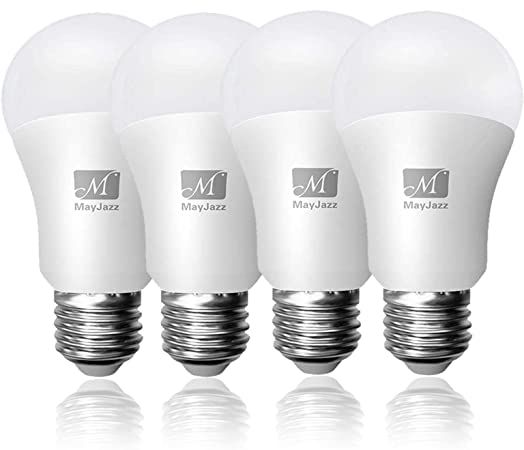 MayJazz 4 Packs A19 LED Light Bulbs ,Warm White 3000k 15W (100W Equivalent)1600 Lumens E26 Medium Screw Base Standard Replacement Bulb.