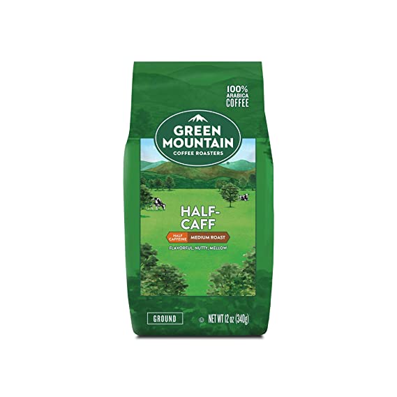 Green Mountain Coffee Half Caff Keurig Single-Serve K Cup Pods, Medium Roast Coffee, Bagged 12oz., Half Caff, 12 Oz