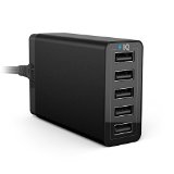 Anker 40W 5-Port High Speed Desktop USB Charger with PowerIQ Technology for iPhone iPad Air 2 Samsung Galaxy S6  S6 Edge Nexus HTC M9 Nokia and More Black