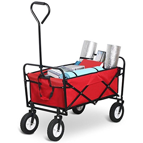 Yaheetech Red Collapsible Folding Utility Garden Cart Wagon