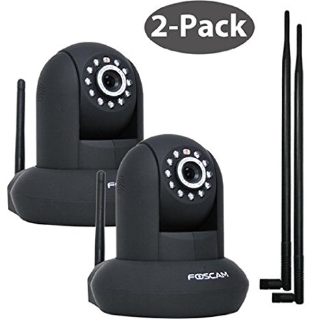 Foscam FI8910W Black 2-pack Pan & Tilt Wireless IP Camera with 9dbi Antennas