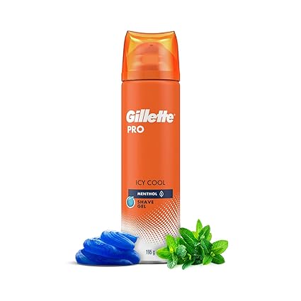 Gillette PRO SHAVING GEL ICY COOL WITH MENTHOL-195g, White