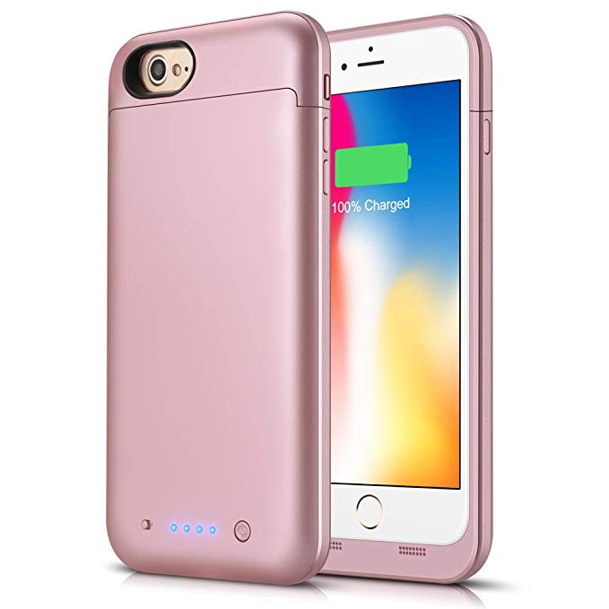 Battery Case for iPhone 8/7, Boanv 4500mAh Portable Protective Charging Case for iPhone 7 8 (4.7 inch) Rechargeable Extended Battery Pack Charger Case -Rose Gold