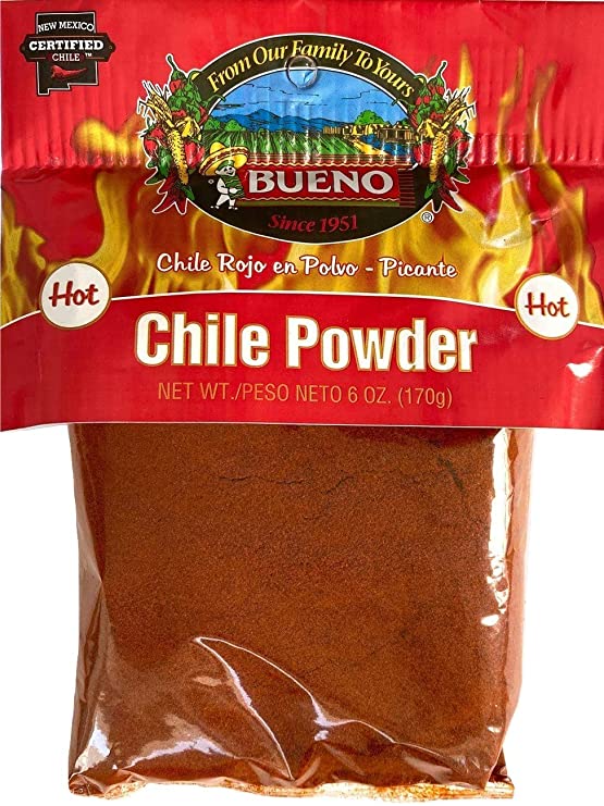 BUENO Red Chile Powder, HOT, 6 Ounce Bag - Made From New Mexico Dried Red Chile Peppers