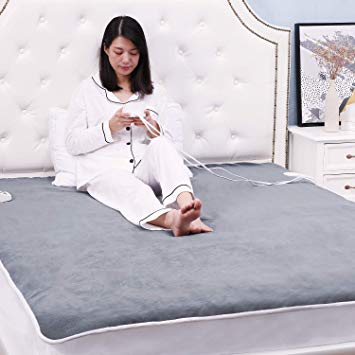 Heated Mattress Pad Underblanket Queen Dual Control Soft Coral Velvet 10 Heat & 9 Timer Settings Fast Heating ETL Certification, Warm & Comfortable Relief Tense Muscle Home for 2 Users