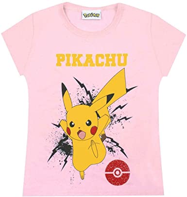 Pokemon Childrens/Girls Official Pikachu Bolt T-Shirt