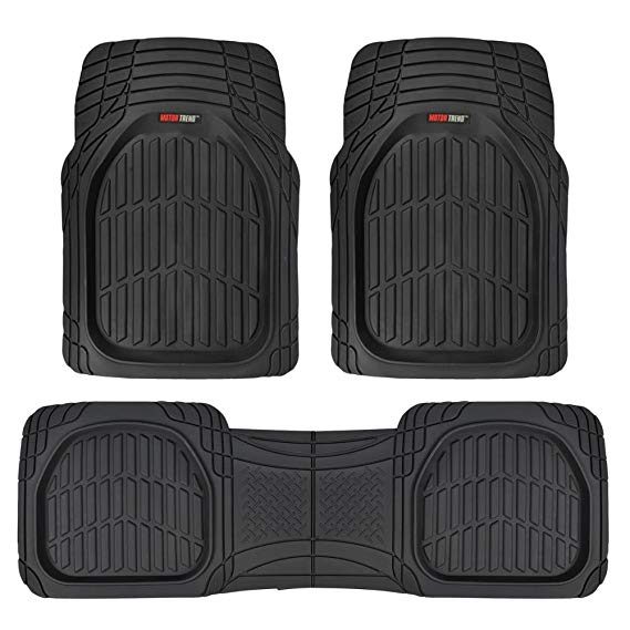 Motor Trend MT-923-BK FlexTough Contour Liners - Deep Dish Heavy Duty Rubber Floor Mats for Car SUV Truck & Van - All Weather Protection (Black)