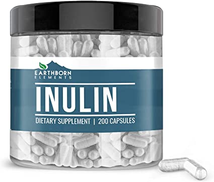 Inulin FOS (200 Capsules) 100% Pure & Natural from Jerusalem Artichoke, Non-GMO & Gluten-Free (1200 mg Serving)