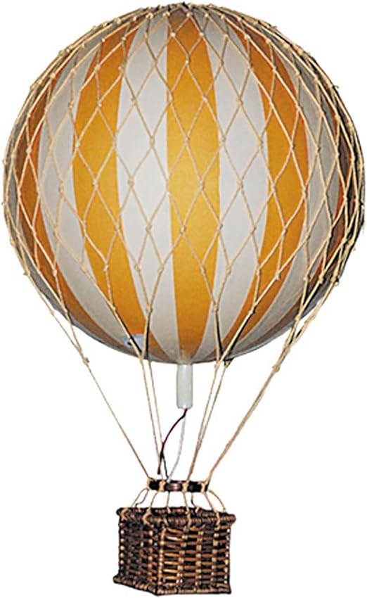 Authentic Models, Floating The Skies Air Balloon, Hanging Home Decor - 5.3 Inch Height, Historic Hot Air Balloon Model for Home Decor, Detailed Vintage Decorations to Hang from Ceiling - True Yellow