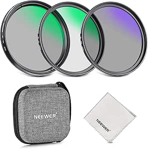 NEEWER Kit Filtri UV,CPL,ND4 da 43mm per Obiettivi con Custodia Rigida, Vetro Ottico e Telai in Lega Alluminio, Set Filtri UV   Polarizzatore Circolare (CPL)   Densità Neutra per Lente Fotocamera 43mm