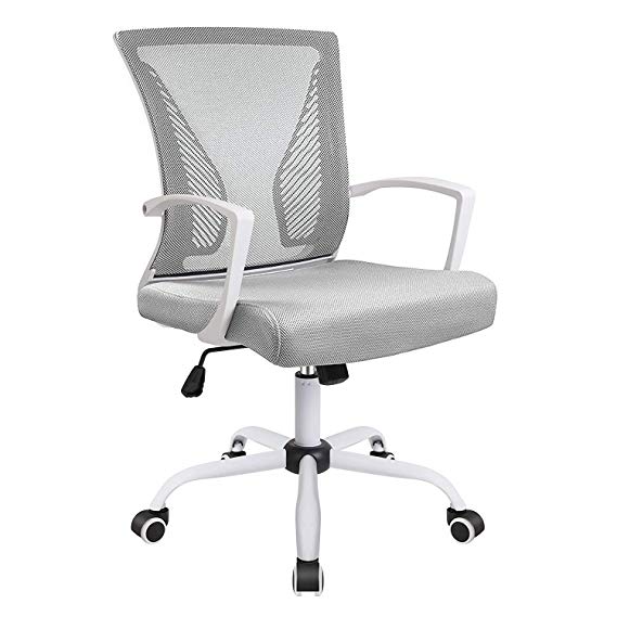 Bossin Office Chair Desk Chair Computer Chair Swivel Chair Rolling Chair Adjustable Chair Ergonomic Chair for Home Office Apartment (White and Gray)