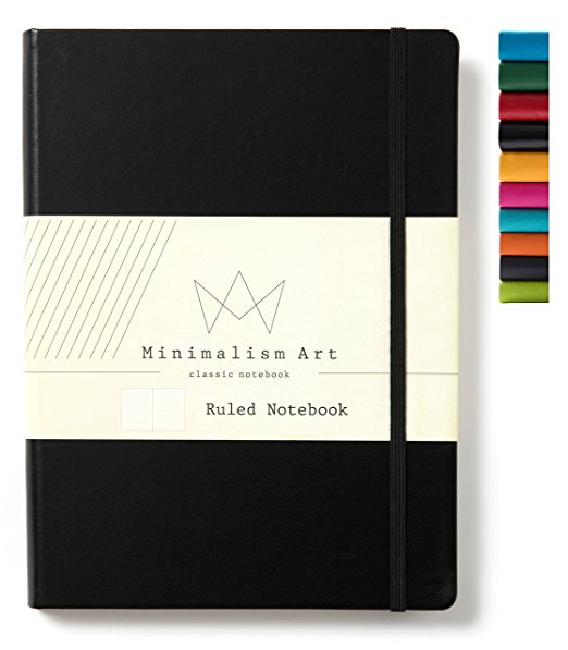 Minimalism Art | Classic Notebook Journal, Size:5.8"X8.3", A5, Black, Ruled/Lined Page, 240 Pages, Hard Cover/Fine PU Leather, Inner Pocket, Quality Paper - 80gsm | Designed in San Francisco