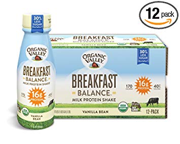 Organic Valley Breakfast Balance, Organic Milk Protein Shake, Vanilla Bean, 11 Ounces (Pack of 12)
