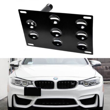iJDMTOY Front Bumper Tow Hole Adapter License Plate Mounting Bracket For BMW F22 F30 F32 F10 F25 F26 F15 2 3 4 5 Series i3 X3 X4 Z4 and MINI Cooper, etc
