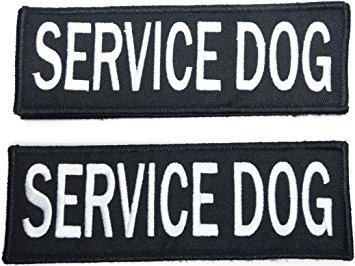 Service Dog Vest Patches - Embroidered 2 Pack - Hook and Loop BOTH SIDES - In Training / Emotional Support / Service Dog - 3 Sizes