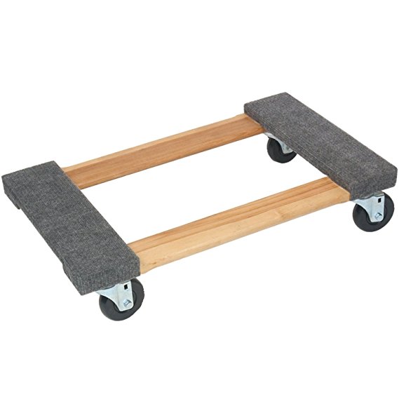 Carpeted Wood Movers Dollie 18" x 30" Pine 300# Capacity
