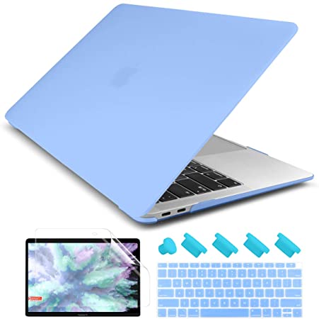 Dongke Smooth Matte Frosted Hard Shell Cover for MacBook Air 13 Inch with Retina Display fits Touch ID, Air 13 Inch Case 2020 2019 2018 Release Model: A2179/A1932 (Frost Senerity Blue)