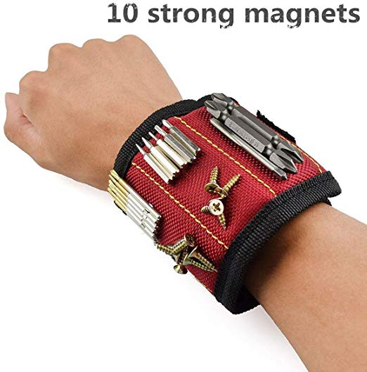 Magnetic Wristbands, with 10 Powerful Magnets Magnet Wristbands for Holding Tools, Screws, Nails,Bolts, Drill Bits and Small Tools, Nails and Screws Pouch -Best Tool Gift for DIY Handyman