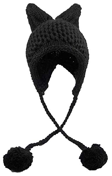 Bellady Winter Cute Cat Ears Knit Hat Ear Flap Crochet Beanie Hat