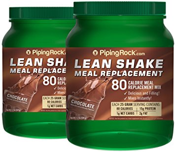 Piping Rock Lean Shake 80 Calorie Meal Replacement Chocolate 2 Bottles x 1.2 lb (544 grams) Bottle Dietary Supplement