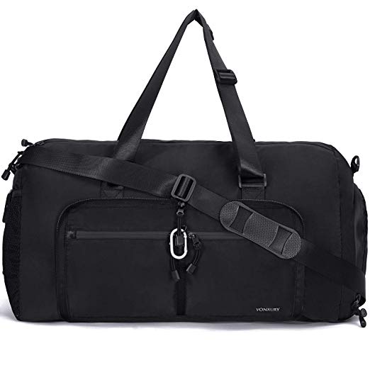 Travel duffel bag ,Foldable Sport Bag 50L Convertible Gym Bag Water Resistant Weekend Tote VONXURY
