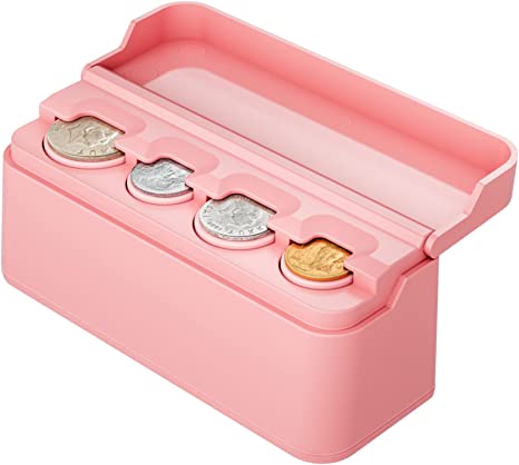 JOYTUTUS Coin Holder for Car Change Organizer Universal Storage Coin Money Dispenser Compatible with Most Car Trucks Accessories(Pink, 1 Pack)