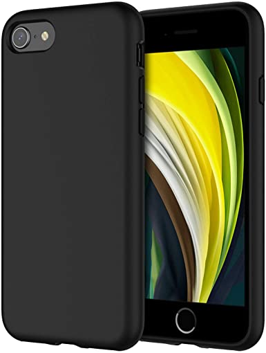 JETech Silicone Case for Apple iPhone SE 2nd Generation, iPhone 8 and iPhone 7, 4.7-Inch, Silky-Soft Touch Full-Body Protective Case, Shockproof Cover with Microfiber Lining (Black)