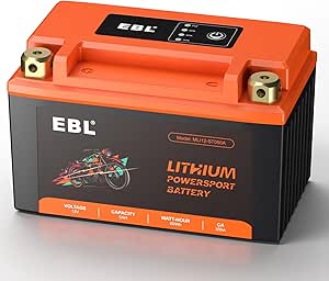 EBL MOTORCYCLE BATTERY Lithium 5Ah 150CCA 300A Replaces YTX7A-BS YTX9-BS YTZ10S-BS YT12A-B2 YTZ12S-BS YTZ14S-BS