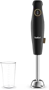 Tefal HB46E8 Eco Respect Stabmixer | 600-W-Motor | Eco-Design | 2 Geschwindigkeiten | 4 Powelix-Klingen | Spritzschutz | inkl. 800 ml Messbecher | Schwarz