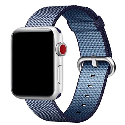 Hailan Band for Apple Watch Series 1 / 2 / 3,Fine Woven Nylon Wrist Strap Replacement with Classic Buckle for iwatch,38mm,Midnight Blue