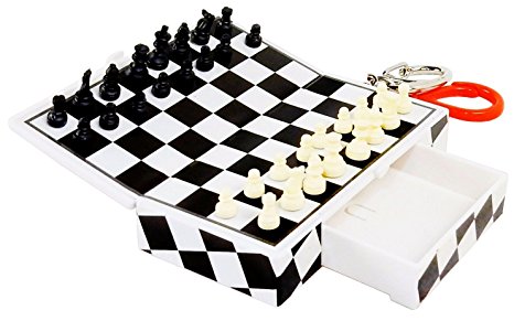 Pocket Game Chess on Key Chain - Magnetic Pieces, Travel Activity. by Basic Fun