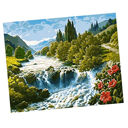 Segolike Unframed Digital DIY Oil Painting Canvas Kit for Adults Kids Drawing Learning Class Craft - wild river, 40*50cm