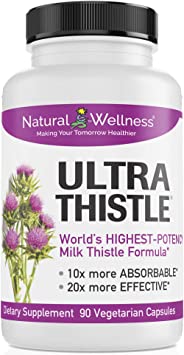 Natural Wellness UltraThistle Super Absorbing Milk Thistle for Liver Detox (Silybin Phytosome) - 360 mg, 90 Veggie Capsules