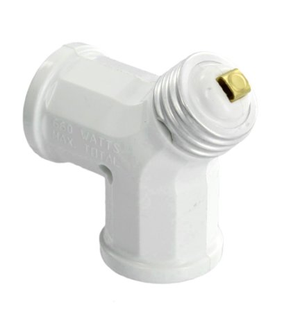 Leviton 128-W 15 Amp 660W Twin Light-Socket Adapter, White