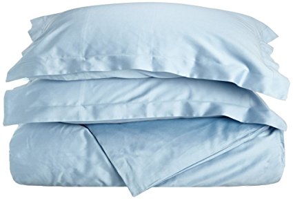 Superior 100% Premium Combed Cotton, 300 Thread Count 3 Piece Duvet Cover Set with 2 Pillow Shams, Single Ply Cotton, Soft and Luxurious Bedding Sets - Full/Queen Duvet Cover, Light Blue