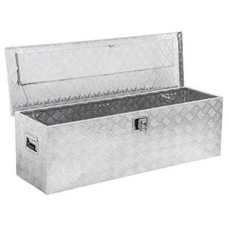 Yaheetech YT-2019311 49 inch Heavy Duty Aluminum Organizer Stainless Steel Trailer Lock Tool Boxes for Bed of Truck