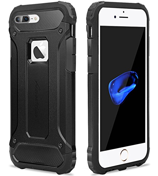 iPhone 7 Plus Case, Amextrian Shockproof Slim Anti-Scratch Heavy Duty [Dual layer] Rugged Case Non-slip Grip Protection Cover for iPhone 7 Plus [Black]