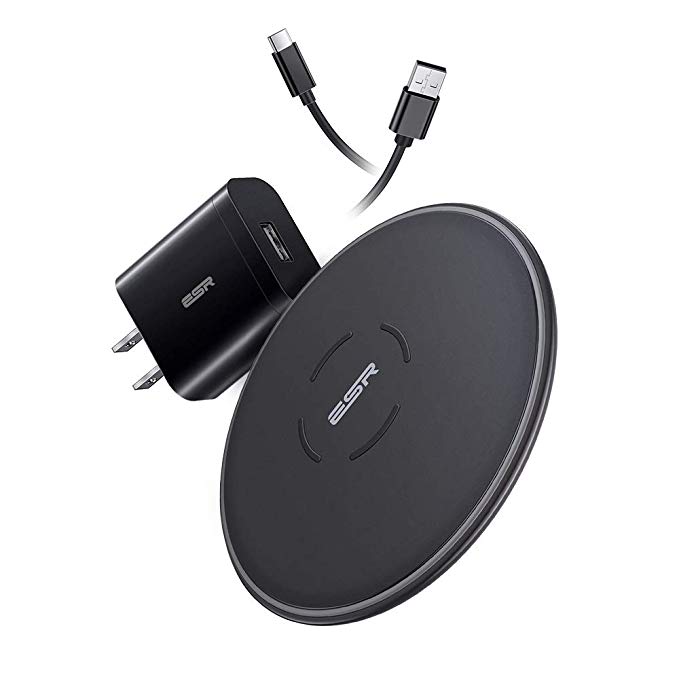 ESR Wireless Charger Set, 7.5W/10W, with QC 3.0 Adapter, Fast-Charging Compatible with iPhone 11/11 Pro/11 Pro Max/XS/XR, Galaxy S10/S10 /S10e/Note10/10 , 5W Charging for Google Pixel 3, Other Devices