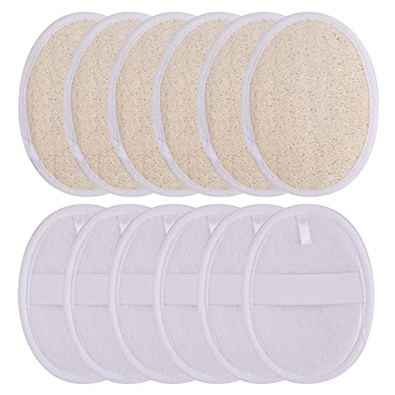 Bekith 12 Pack Exfoliating Loofah Pads, Natural Luffa Material Loofah Sponge Shower Body Scrubber Brush for Men/Women, Perfect for Bath Shower and Spa